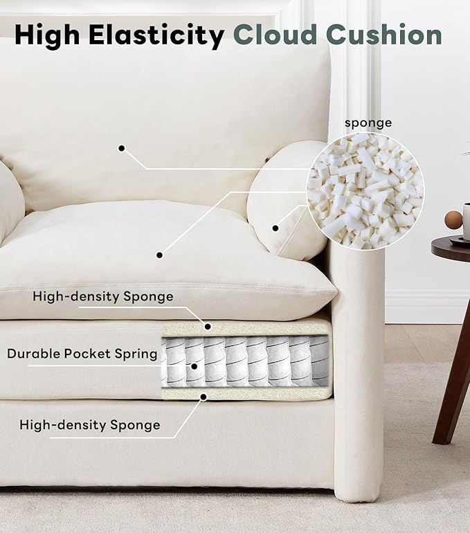 Tbfit Pull Out Sofa Bed with Chair, 3 in 1 Sleeper Sofa Couch with USB & Storage Chaise, Comfy Convertible Sleeper Sofas for Living Room, Small Spaces, White&Beige
