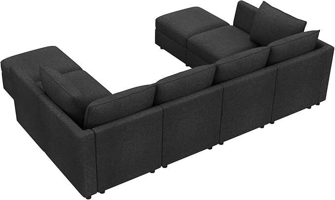 HONBAY Modular Sectional Sofa Couch with Storage, Modern U Shaped Sectional Sofa, Convertible Couches for Living Room - Linen Grey