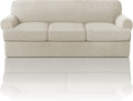 PrinceDeco T Cushion Sofa Slipcover 4 Pieces Sofa Covers for T Cushion Couch Soft Sofa Slip Covers Furniture Protector with 3 Individual T Shape Seat Covers (70"-88"), Island Fossi