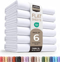 Utopia Bedding Flat Sheets - Pack of 6 - Soft Brushed Microfiber Fabric - Shrinkage & Fade Resistant Top Sheets - Easy Care (Twin XL, White)