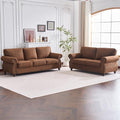 Living Room Furniture Sets,Sofa Sets and Couch Sets for Living Room,Mid-Century Vintage Sofa Couches with Rivet Design (Caramel, Loveseat+3 Seater)
