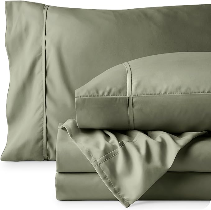 Bare Home Full Sheet Set - 1800 Ultra-Soft Microfiber Full Bed Sheets - Double Brushed - Deep Pockets - Easy Fit - 4 Piece Set - Bedding Sheets & Pillowcases (Full, Sage)
