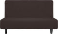 Easy-Going Stretch Futon Slipcover Armless Futon Bed Cover Furniture Protector Without Armrests with Elastic Bottom for Kids, Soft Jacquard Fabric Small Checks (Medium, Chocolate)