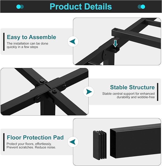 Maenizi California King Bed Frames, 16 Inch Heavy Duty Metal Platform Support Up to 3000 lbs with Steel Slat, No Box Spring Needed, Easy Assembly, Noise Free, Black