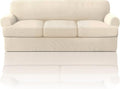 PrinceDeco T Cushion Sofa Slipcover 4 Pieces Sofa Covers for T Cushion Couch Soft Sofa Slip Covers Furniture Protector with 3 Individual T Shape Seat Covers (70"-88") Washable, Natural