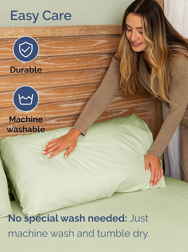 Extra Deep Queen Sheet Set - 6 Piece Breathable and Cooling Sheets - Hotel Luxury Bedding for Women, Men, Kids & Teens - Easy Secure Fit - Soft, Wrinkle Free & Comfy - Extra Deep Pockets - Light Sage
