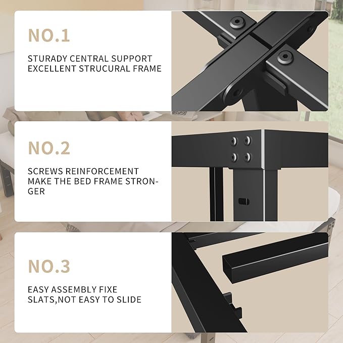 HOBINCHE 18 Inch Metal Full Size Bed Frame No Box Spring Needed - Easy Assembly Heavy Duty Noise Free Narrow Bedframes - Double Black Basic Steel Slats Platform with Storage