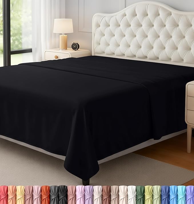 Utopia Bedding Flat Sheet - 1 Pack (Full, Black) - Soft Brushed Microfiber Fabric - Shrinkage & Fade Resistant Top Sheet - Easy Care Bed Sheet