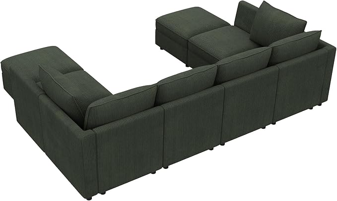 HONBAY Modular Sectional Sofa Couch with Storage, Modern U Shaped Sectional Sofa, Convertible Couches for Living Room - Green