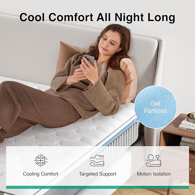 Novilla 10 Inch Full Mattress,Hybrid Mattress Full Size with Pocketed Coils & Gel Memory Foam,Cool-Touch Nylon Cover for Contour Support & Spinal Alignment Mattresses in a Box CertiPUR-US Certified