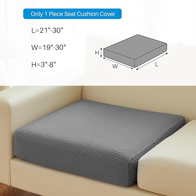 Deep Dream Stretch Chair Cushion Cover Sofa Cushion Furniture Protector Sofa Seat Sofa Slipcover Sofa Cover with Elastic Bottom(1 Piece Seat Cover, Dark Grey)