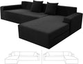 ZNSAYOTX Sectional Couch Covers, Stretch Jacquard Slipcovers with Elastic Bottom for L-Shape Sectional Sofa, 2 Pcs Pet Friendly Modular Sofa Protector (3 Seat Couch + 2 Seat Chaise, Black)