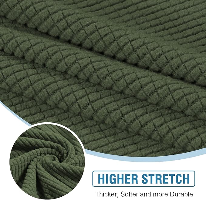 H.VERSAILTEX Sectional Couch Covers 3 Pieces Sofa Seat Cushion Covers L Shape Separate Cushion Couch Chaise Cover for Both Left/Right Sectional Couch (Seat Only: 1 Chaise + 2 Sofa, Bronze Green)