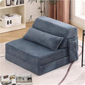 Tiita Convertible Folding Sofa Bed Single Size for Adults with Pillow, Plush Fabric Floor Mattress Couch Bed, Washable Cover & Side Pocket, Guest Room, Dorm, Apartment, Living Room, Blue Gray