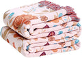 LUTBM Boho Throw Blanket for Couch Sofa Chair Cotton Spring Blankets for Bedroom Living Room All Season Soft Lightweight Reversible Floral Butterfly Embroidery Decorative Throws 50"x60" Home Decor