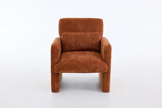 GDFStudio 30" Modern Accent Chair, Upgrade Leisure Boucle Upholstered Armchair with Straight Arms and Waist Pillow, Comfy Single Sofa Chair for Living Room Bedroom Office Apartment, Orange