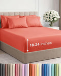 Extra Deep Cal King Sheet Set - 6 Piece Breathable and Cooling Sheets - Hotel Luxury Bedding for Women, Men, Kids & Teens - Easy Secure Fit - Soft, Wrinkle Free and Comfy - Extra Deep Pockets - Coral