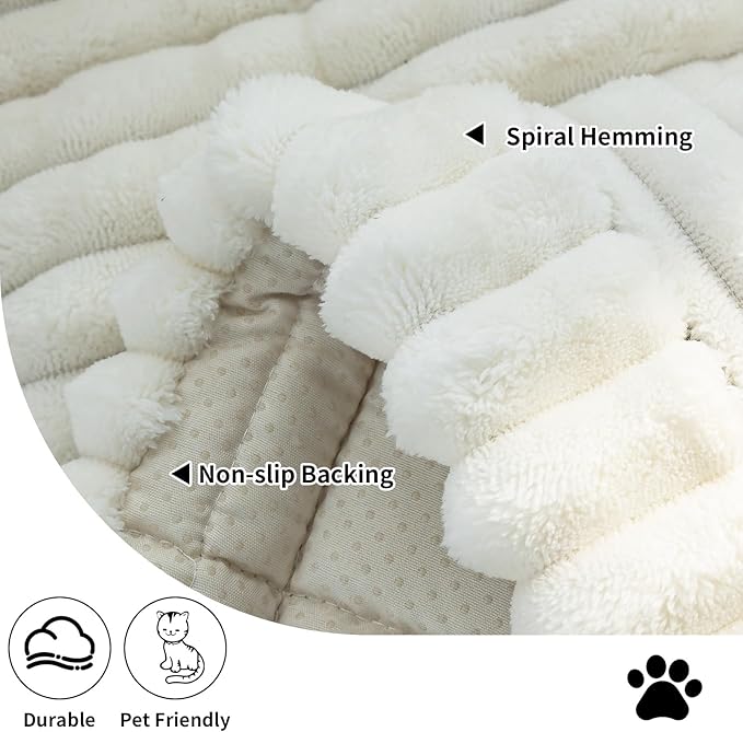 Sofa Couch Cover, Sofa Covers for Dogs Washable, Non-Slip Striped Sofa Slipcovers for Sectional Sofa, Sofa Cover Furniture Protector for L Shaped(Beige White, 27.6"x 59")