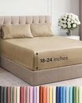 Extra Deep Twin XL Sheet Set - 4 Piece Breathable and Cooling Sheets - Hotel Luxury Bedding for Women, Men, Kids & Teens - Easy Secure Fit - Soft & Wrinkle Free - Extra Deep Pockets - Heathered Tan