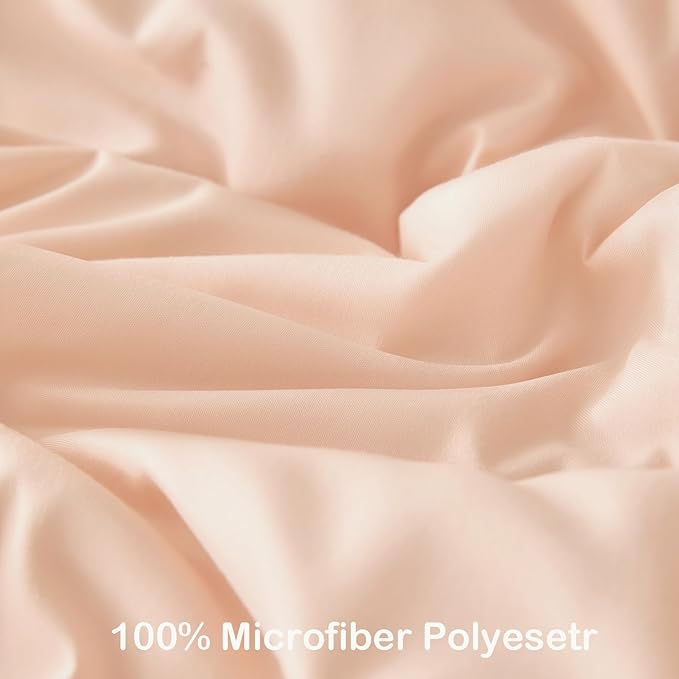 ANGIYUIN Pink Comforter Set Full Size 5 Pieces Double-Layer Ruffled Bed in A Bag with Sheets Soft Farmhouse Shabby Maicrofiber Bedding Set for Girls Women(Pink Full)