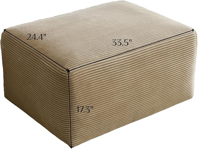 Karl home Modular Ottomen for Sectional Sofa Modern Corduroy Comfy Upholstered Furniture for Living Room, Bedroom, Apartment, Khaki