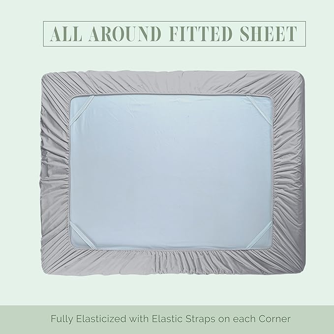 Elegant Comfort 1500 Premium Hotel Quality 18-24 Inches Deep - Extra Deep Pocket Single Fitted Sheet for High Mattress, Luxury and Softest, Smart Pocket - Wrinkle Free, King, Silver