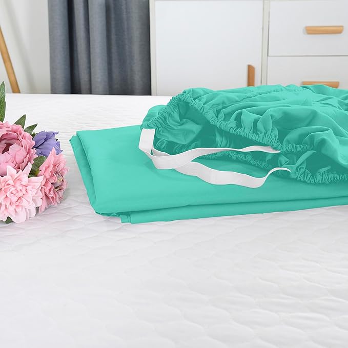 Elegant Comfort 1500 Premium Hotel Quality 18-21 Inches Deep - Extra Deep Pocket Single Fitted Sheet for High Mattress, Luxury and Softest, Smart Pocket - Wrinkle Free, Full, Paradise Teal