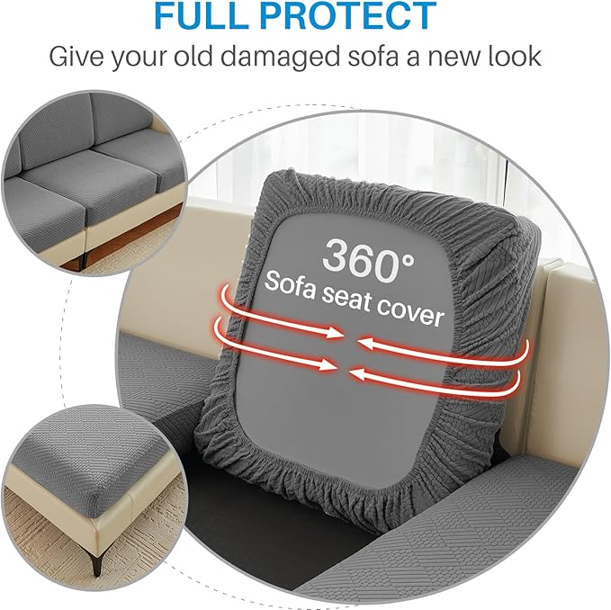Deep Dream Stretch Chair Cushion Cover Sofa Cushion Furniture Protector Sofa Seat Sofa Slipcover Sofa Cover with Elastic Bottom(1 Piece Seat Cover, Dark Grey)