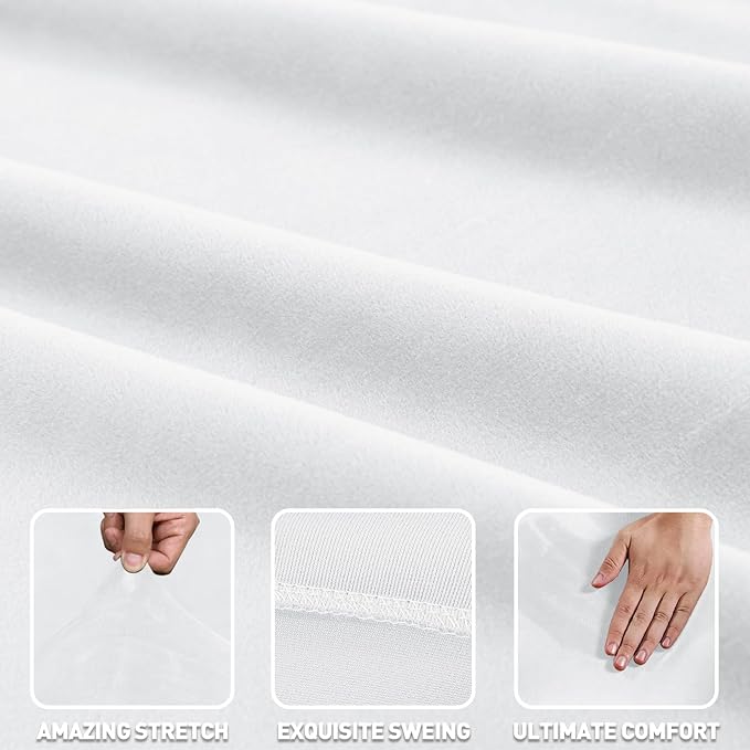 ZNSAYOTX 2026 Soft Velvet Sectional Couch Covers, Luxury Plush Slipcovers with Elastic Bottom for L Shape Sectional Sofa, 2 Pcs Pet Friendly Protector (3 Seat Couch + 3 Seat Chaise, White)