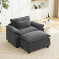 53" Modular Sectional Sofa, Comfy Cloud Couch Sectional Sofa with Ottoman, Velvet Sofa Sleeper Deep Seat Sofa with Throw Pillows for Living Room (Blue Gray)