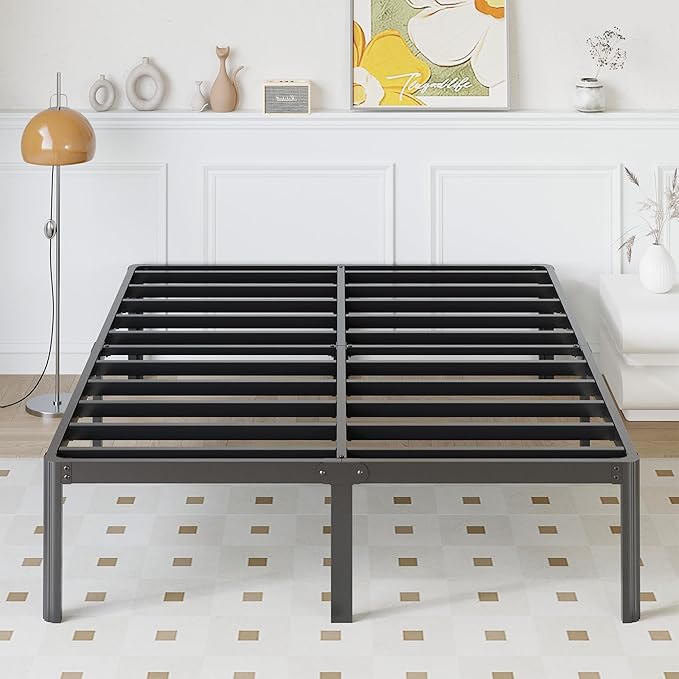 Yicensen 14 Inch King Bed Frame with Rounded Corner Legs No Box Spring Needed King Size Platform Bed Frame Heavy Duty, Easy Assembly, Noise Free, Black.