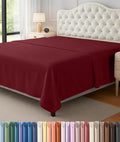 Utopia Bedding Flat Sheet - Soft Brushed Microfiber Fabric - Shrinkage & Fade Resistant Top Sheet - Easy Care - 1 Flat Sheet Only (King, Burgundy)