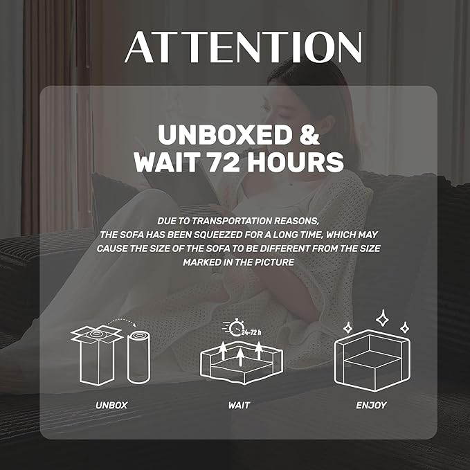 107" Boneless Couch with Deep Seat, Set of Modular Sectional Sofa, Cloud Sectional Couch for Living Room, No Assembly Required, Corduroy, L-Shape Left, Black