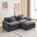 86" Modular Sectional Sofa, Comfy Cloud Couch Sectional Sofa with Ottoman, Velvet Sofa Sleeper Deep Seat Sofa with Throw Pillows for Living Room (Blue Gray, 86"- L Shape)