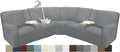 Reclining Sectional Couch Covers L Shape Waterproof Washable Recliner Sofa Cover for L Shaped Sectional Super Stretch Soft Corner Recliner Slipcovers (5 Seater 2 Console Cover, Light Gray)