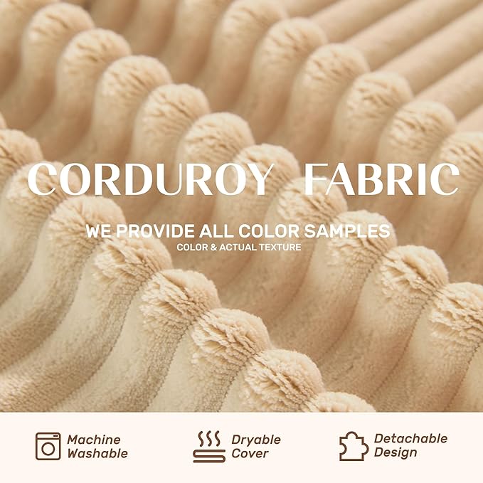 137.8” Sectional Couches for Living Room, Set of Cloud Couch, Modular Sectional Sofa, Convertible Sofas Bed, Deep Seat Sofa, U Shaped Cozy Sofa Furniture Set, Corduroy, Camel