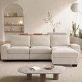 TEKAMON 100" Modular Sectional Sofa with Seats Storage, L Shaped Couch with Movable Ottoman for Living Room, Couch with Chaise, Solid Wood Frame, Spring Cushions, USB Port, Removable Covers, Beige | Seats Storage, Movable Ottoman, Flexible ModularSofa