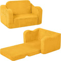 MeMoreCool Toddler Couch, 2-in-1 Corduroy Kids Couch Fold Out to Lounger, Comfy Toddler Chair for 1-3 Year Old, Soft Foam Kids Sofa with Washable Cover for Playroom and Bedroom, Mustard Yellow