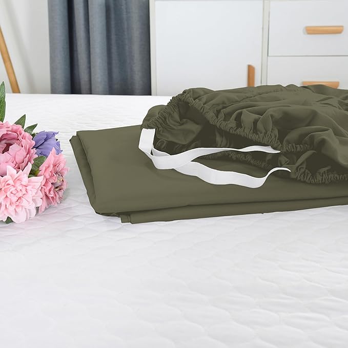 Elegant Comfort 1500 Premium Hotel Quality 18-21 Inches Deep - Extra Deep Pocket Single Fitted Sheet for High Mattress, Luxury and Softest, Smart Pocket - Wrinkle Free, Full, Green