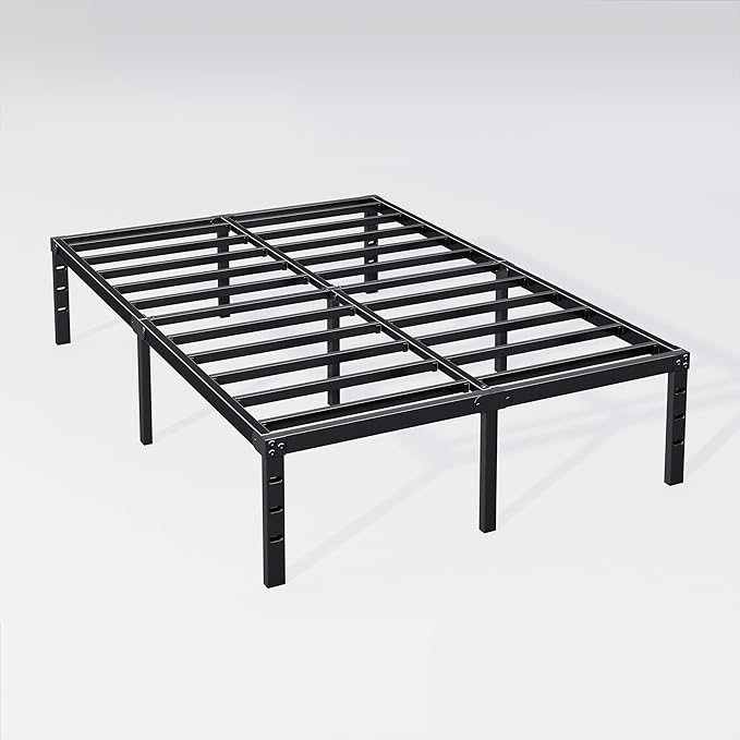 Hafenpo 12 Inch King Bed Frame -Sturdy Metal Platform King Size, No Box Spring Needed, Heavy Duty, Easy Assembly, Strong Bearing Capacity, Under Bed Storage, Black