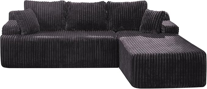 Hobestluk Modular Sectional Sofa Couches L-Shape Couch 3 Seat Modular Sofa Memory Foam Sectional Couches for Living Room, Cloud Couch with Oversized Chaise (108" Right Facing Chaise)