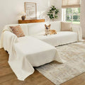 Sectional Couch Covers, 2 Pieces Chenille Sofa Cover L Shaped Couch Cover Blanket for Dogs Washable Sofa Slipcovers Pet Furniture Protector (X-Large: 71" x 110" + 71" x 118", Beige)