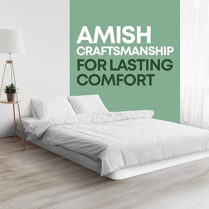 Greaton, 4.5” Full XL Box Spring for Full XL Size Bed – Amish-Made in The USA – Solid Wood Mattress Foundation with Stable & Quiet Support – Flat-Packed & Easy Assembly – White