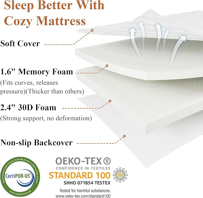 AbyssZen Twin Size Folding Bed with Mattress, 75" x 38" RollawayBed Guest Foldable for Adults, Portable Extra Bed with Memory Foam Mattress, Space-Saving Fold Up for Easy Storage