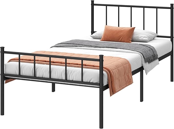 DIIYIV Twin XL Bed Frame-Classic Metal Platform Bed Frame,Mattress Foundation with Steel Slat Support,Under Foundation Storage,No Box Spring Needed, Easy Assembly,Twin XL Size