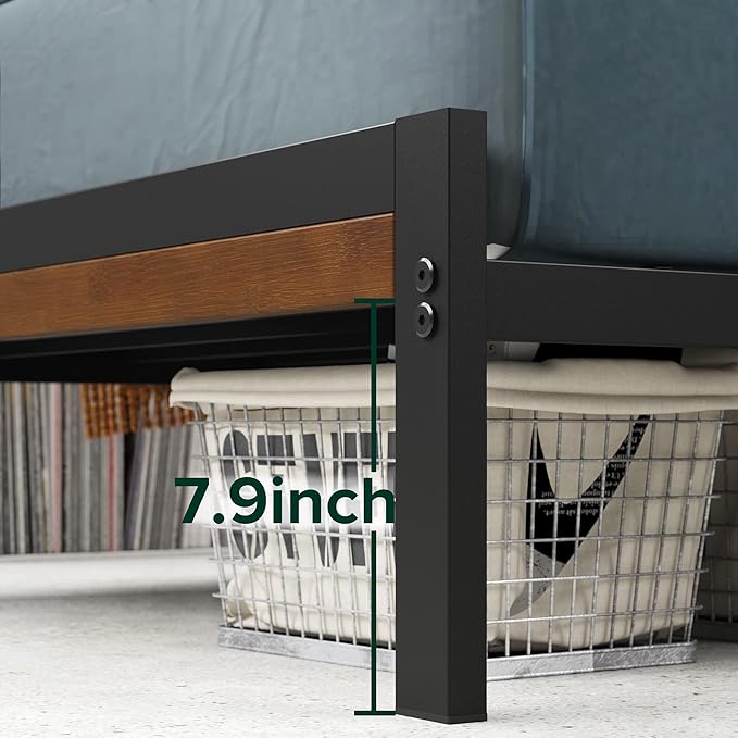 Zinus Kai Bamboo and Metal Platform Bed Frame with Headboard, No Box Spring Needed, Easy Assembly, Twin, Brown