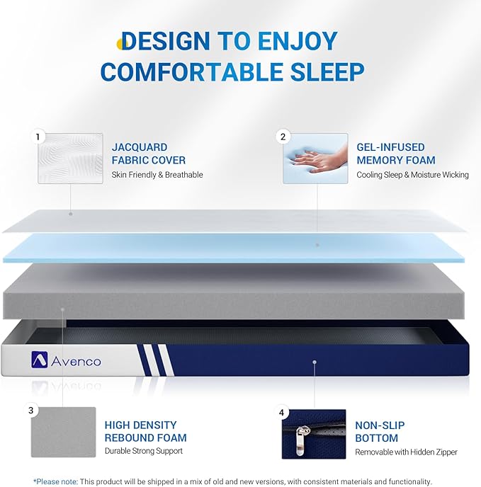 Avenco Foldable Mattress Single, Folding Mattress 4 Inch Memory Foam, Trifold Mattress Portable with Removable Cover & Detachable for Guest Room/Caravan/Camping/Travel, 75"x25"x4"