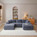 108" Cloud Sectional Couch,Modern Modular Sectional Sofa with Deep Seat,Corduroy Boneless Couches with L-Shape Chaise for Living Room,No Assembly Required (Grey, Right Facing Chaise + Ottoman)