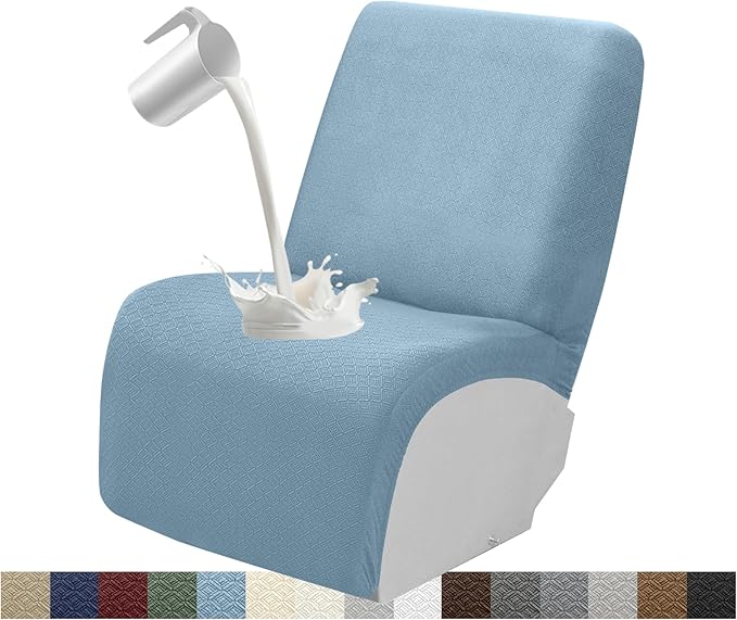 Waterproof Reclining Sectional Couch Covers Washable L Shaped Couch Cover for Sectionals Recliner Sofa Covers Stretch Corner Recliner Slipcovers for Dogs (Additional Seat Cover, Light Blue)