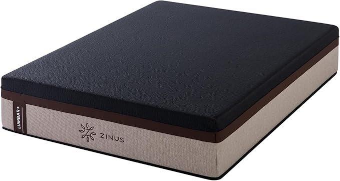 Zinus Lumbar+ Premium 14 Inch Memory Foam Mattress, Lumbar Support, Targeted Pressure Relief, Cooling Gel and Green Tea, Cool-to-The-Touch Cover, Medium Firm Feel, CertiPUR US Certified, King